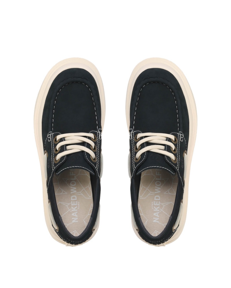 Mocasini Barbati Naked Wolfe Dock Bleumarin Albi | LIT2133JS