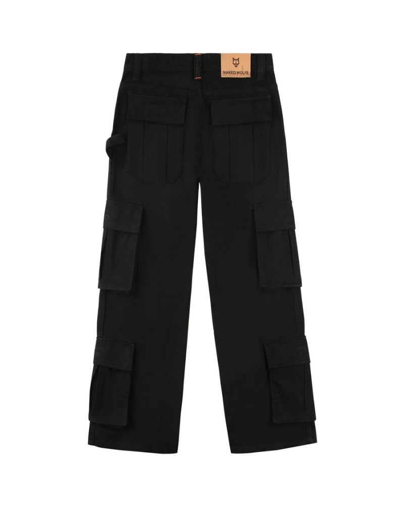 Pantaloni Barbati Naked Wolfe Baggy Pocket Cargo Negrii | WQM365RG